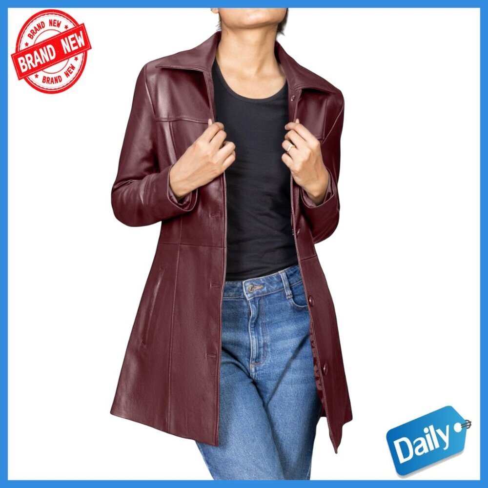 Genuine Leather 3/4 Length Blazer Style Coat Women's Jacket